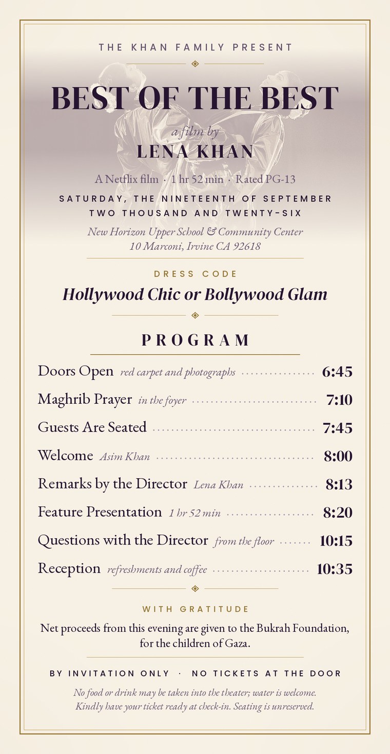 Printed program for the Best of the Best private screening
