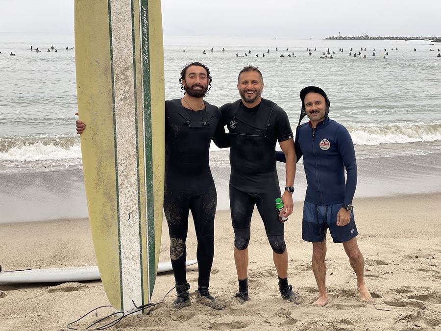 Asim Khan with members of the Muslim Surf Club