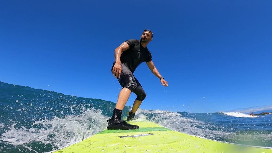 Asim Khan surfing
